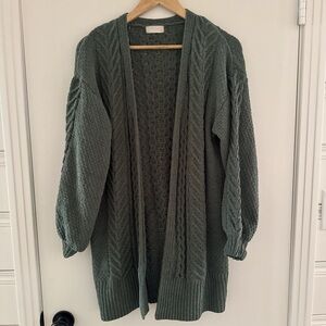 Altar'd State Olive Green Cable Knit Cardigan